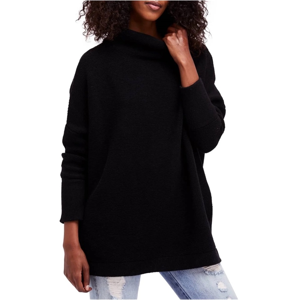Free People Ottoman Slouchy Tunic Sweater (Black XS)